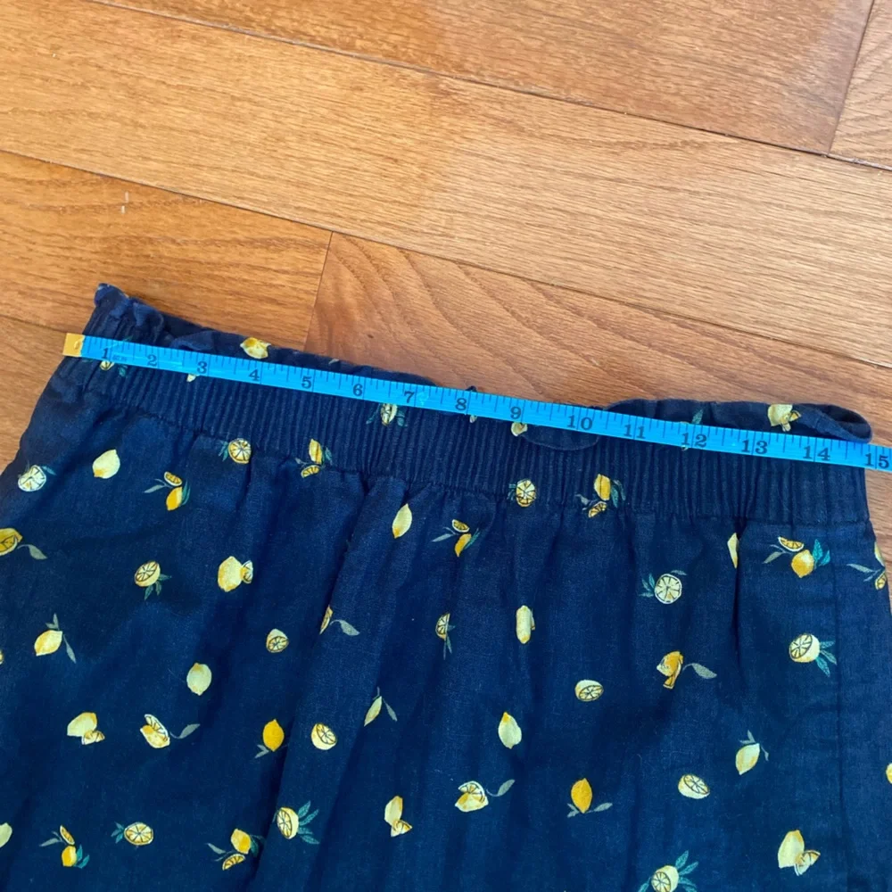 J.Crew Factory Lemon Print Linen Blend Mini Skirt Pull On Pockets Size 10